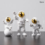 Conjunto Astronautas + Luminária Decoração Estátuas