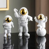 Conjunto Astronautas + Luminária Decoração Estátuas